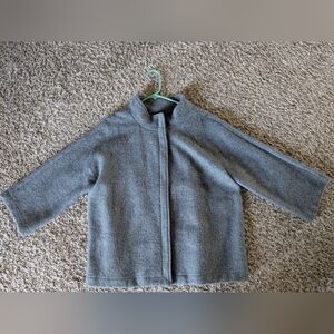 Woman's Cozy Gray Coat - Minimalist Wool-Blend Jacket
